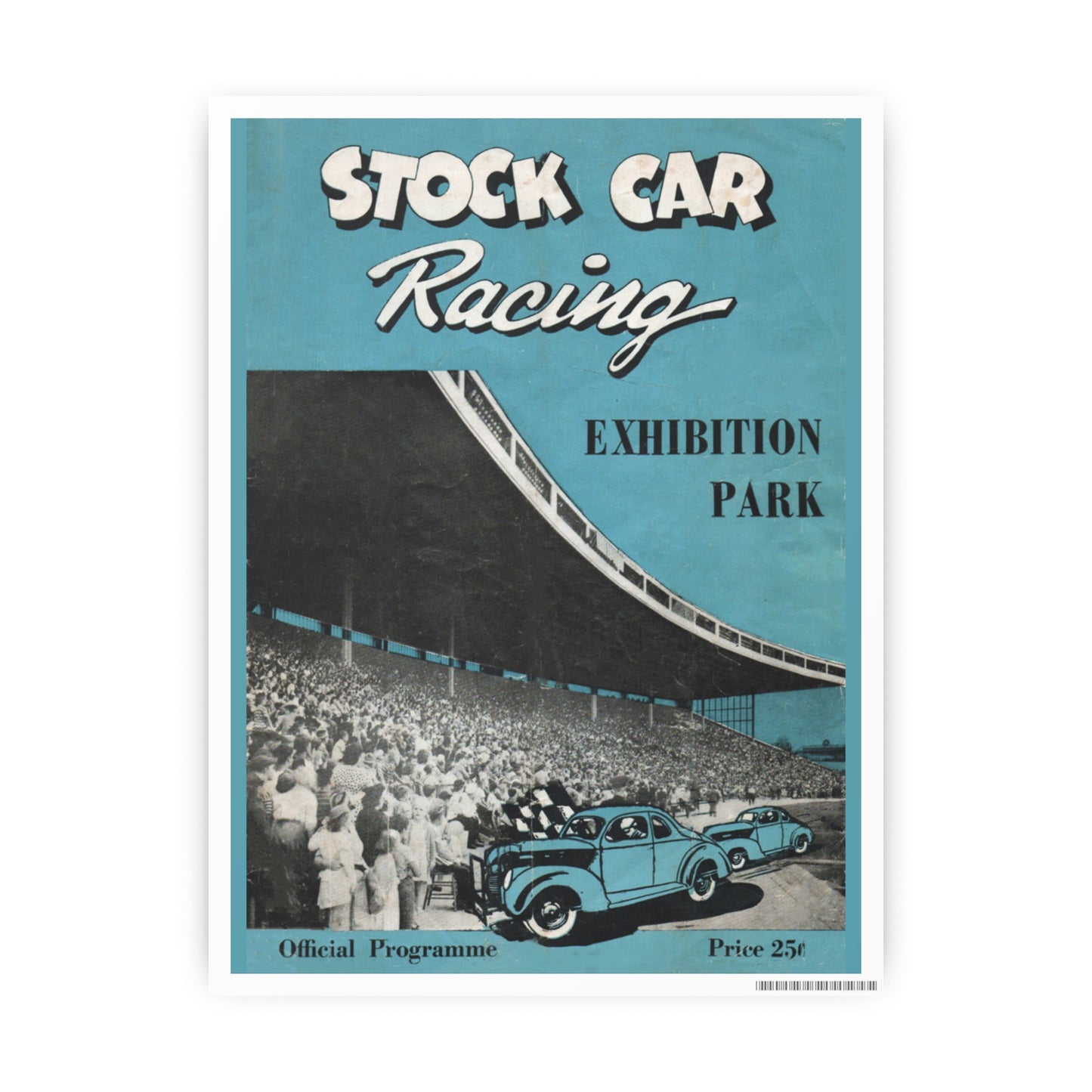 Vintage 1952 Stock Car Racing Program Cover, Poster 8x6