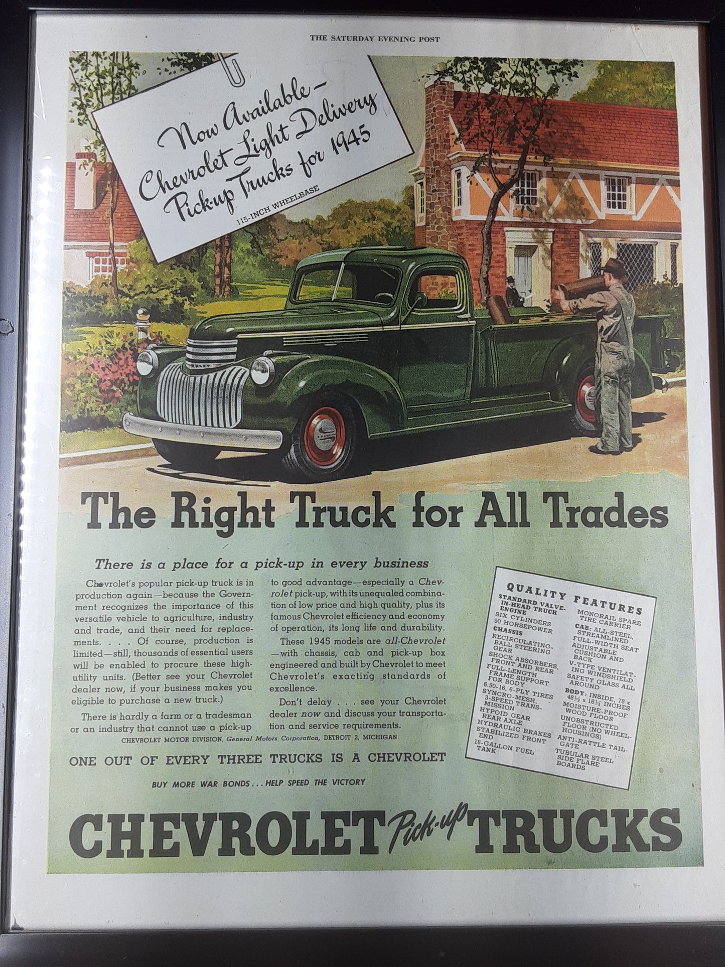 Vintage 1945 Chevrolet Truck Advertisement