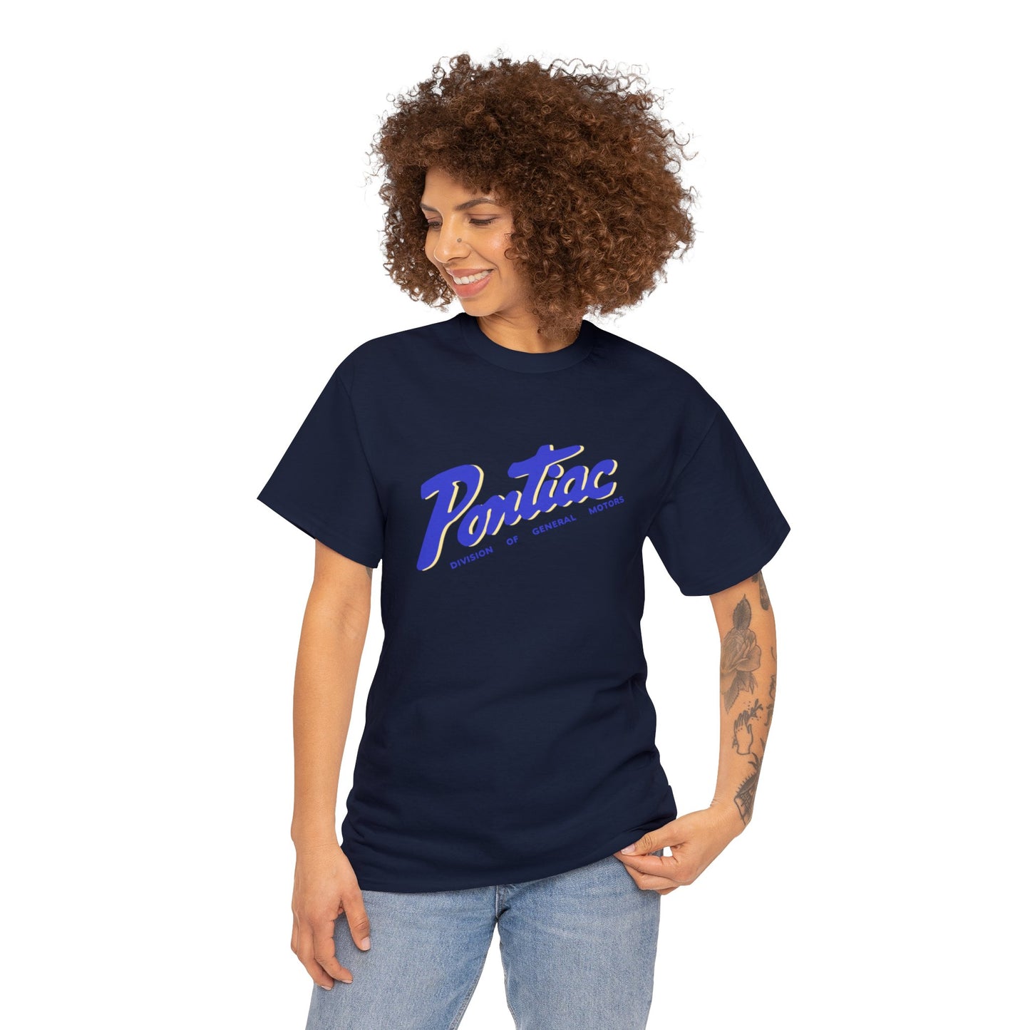 Vintage 1950s Pontiac T-Shirt, 2-Tone Blue & Cream