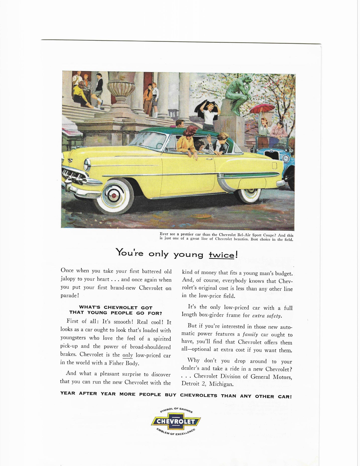 1954 Chevrolet Bel Air Sport Coupe Advertisement