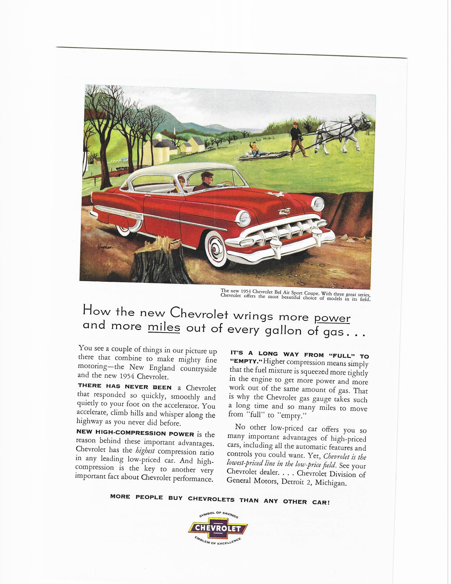 1954 Chevrolet Bel Air Sport Coupe Advertisement