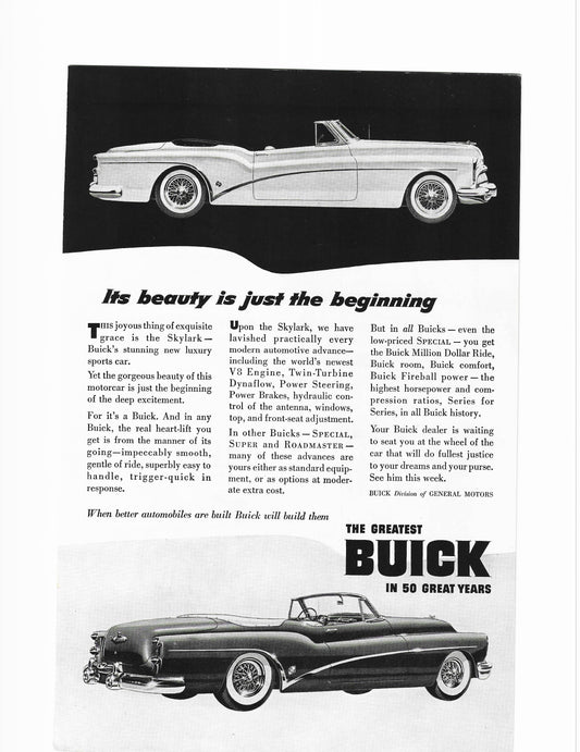 1953 Buick Skylark Advertisement